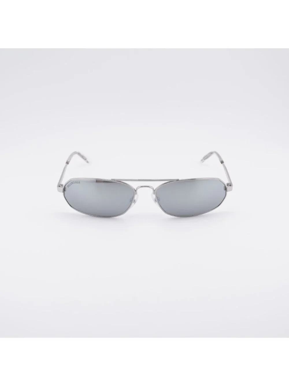 Balenciaga BB0010S 005 Unisex Sunglasses Silver Oval Frame, Silver Lenses